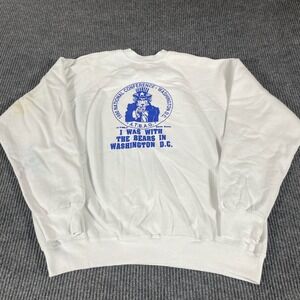 VTG Tultex Sweatshirt Adult Extra Large‎ White Crewneck Washington DC Retro 90s